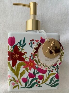 ♦️Papyrus 16oz Hugh Hand Soap ceramic hand painted florals